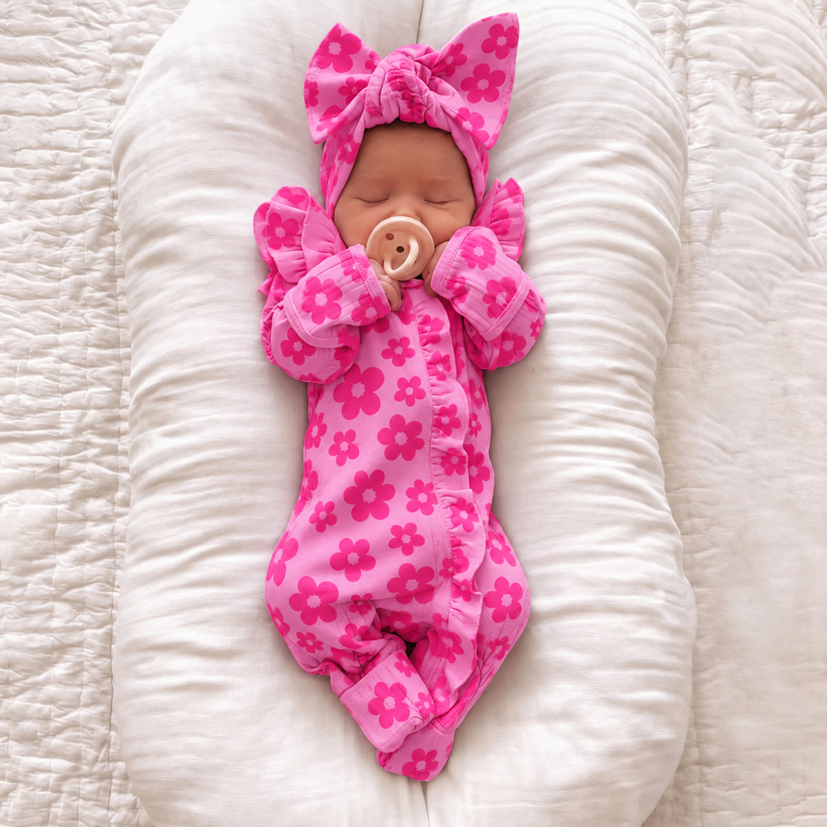 2PCS Winsome Floral Print Long Sleeve Baby Zipper Jumpsuit