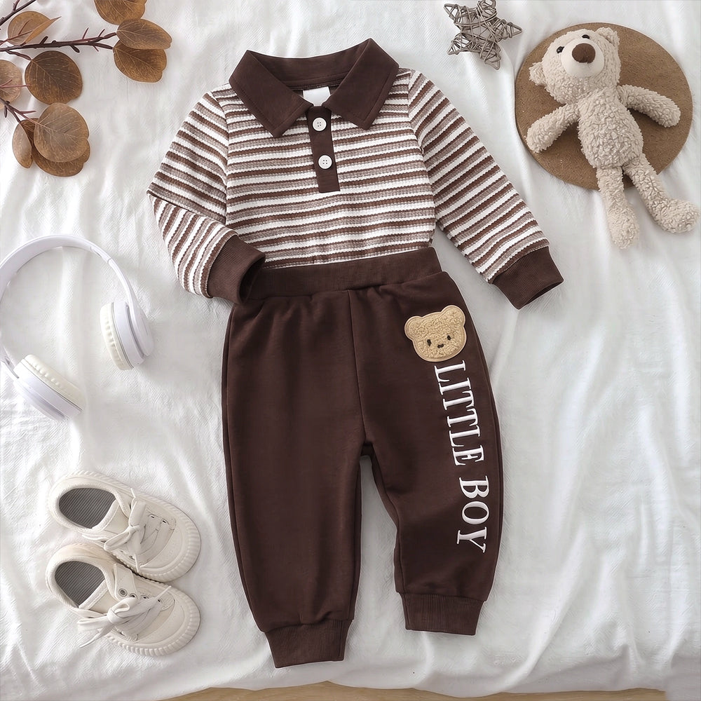 2PCS Casual Stripe Print Long Sleeve Baby Boy Set