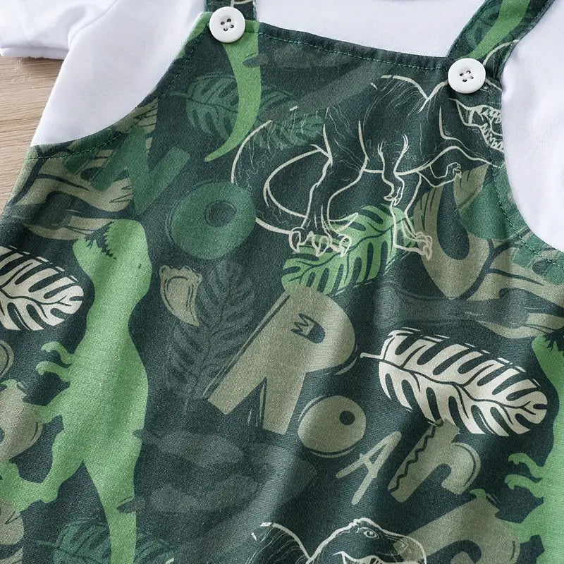 Summer Camouflage Dinosaur Printed Short Sleeve Baby Jumpsuit