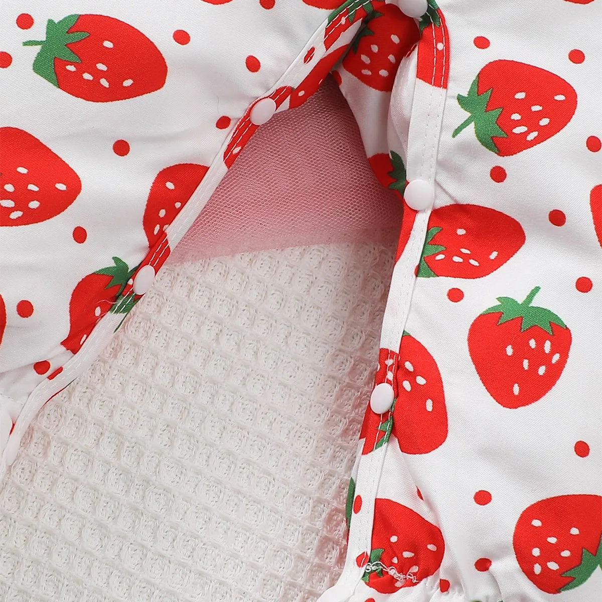 2PCS Sweet Strawberry Print Short Sleeve Baby Jumpsuit