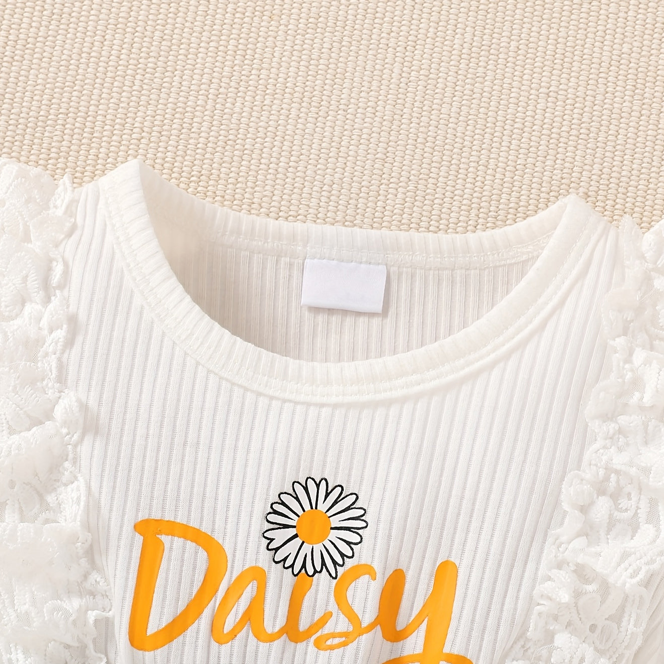2PCS Sweet Daisy Print Short Sleeve Baby Romper