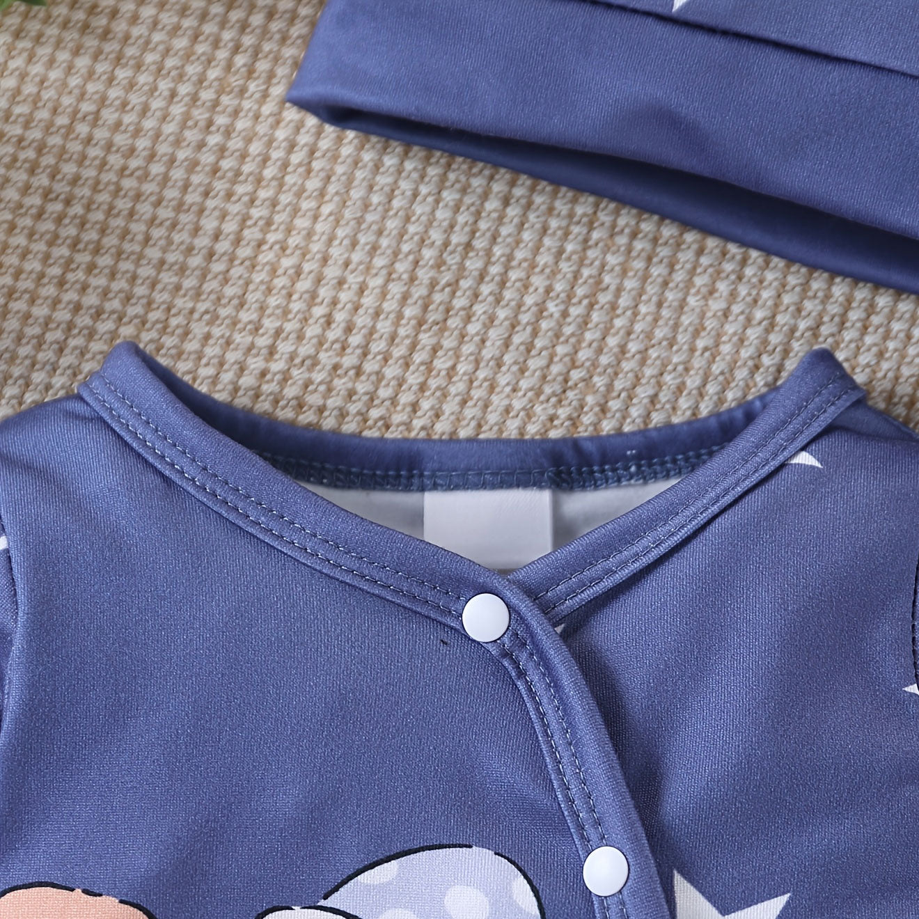 2PCS Casual Sleepy Bear Letter Star Printed Long Sleeve Baby Jumpsuit