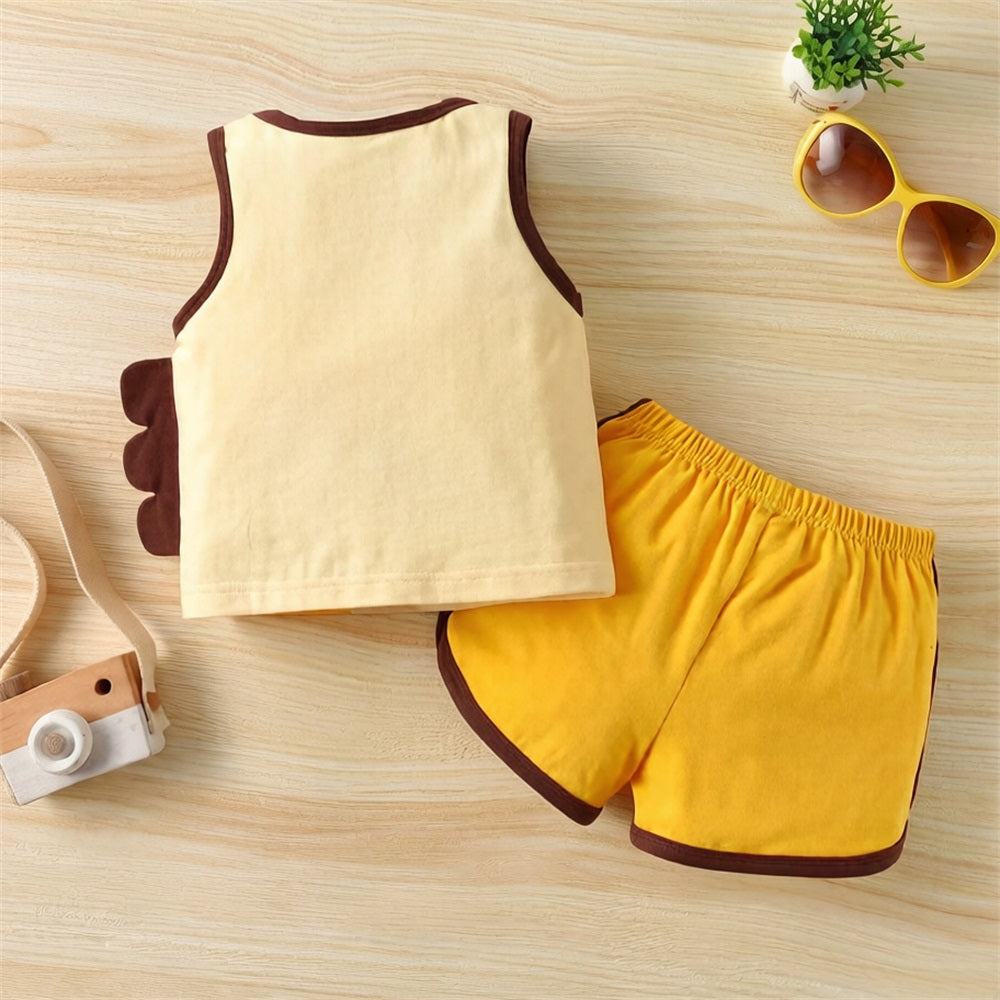 Cute Giraffe Printed Sleeveless Baby Set