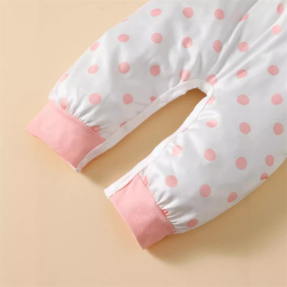 2PCS Trendy Polka Dot Printed Long Sleeve Baby Jumpsuit