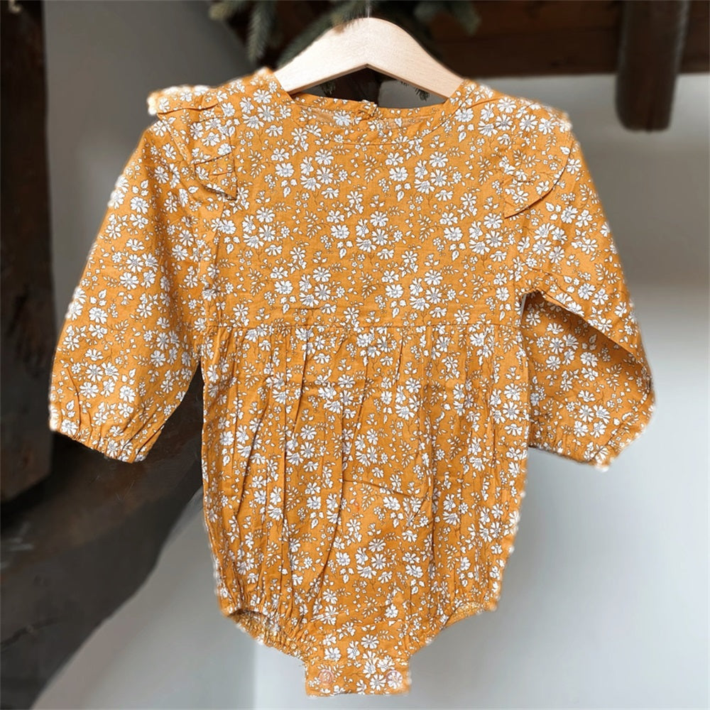 Stylish Allover Floral Print Long Sleeve Baby Romper