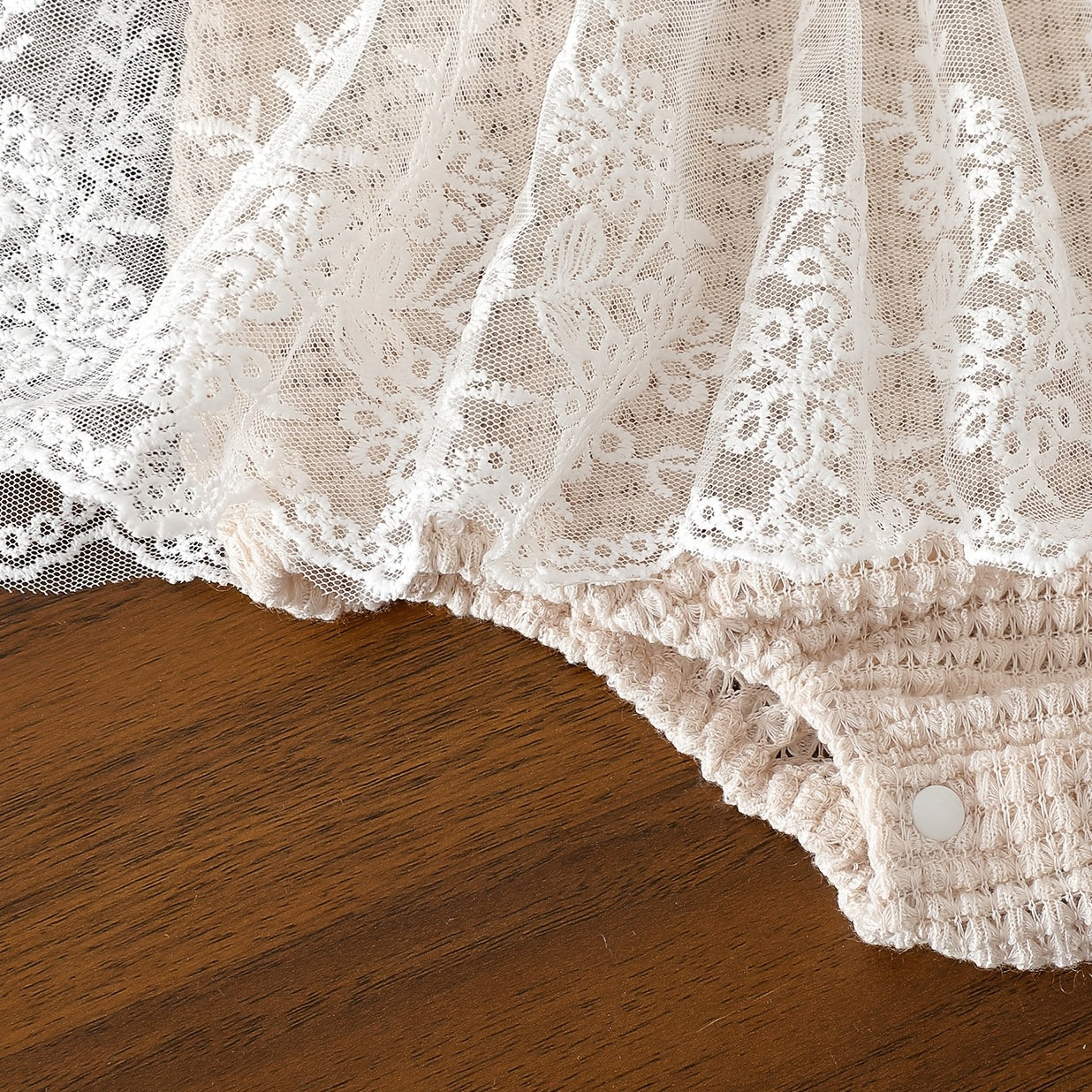 Sweet Smocked Lace Tulle Flutter Sleeve Baby Romper