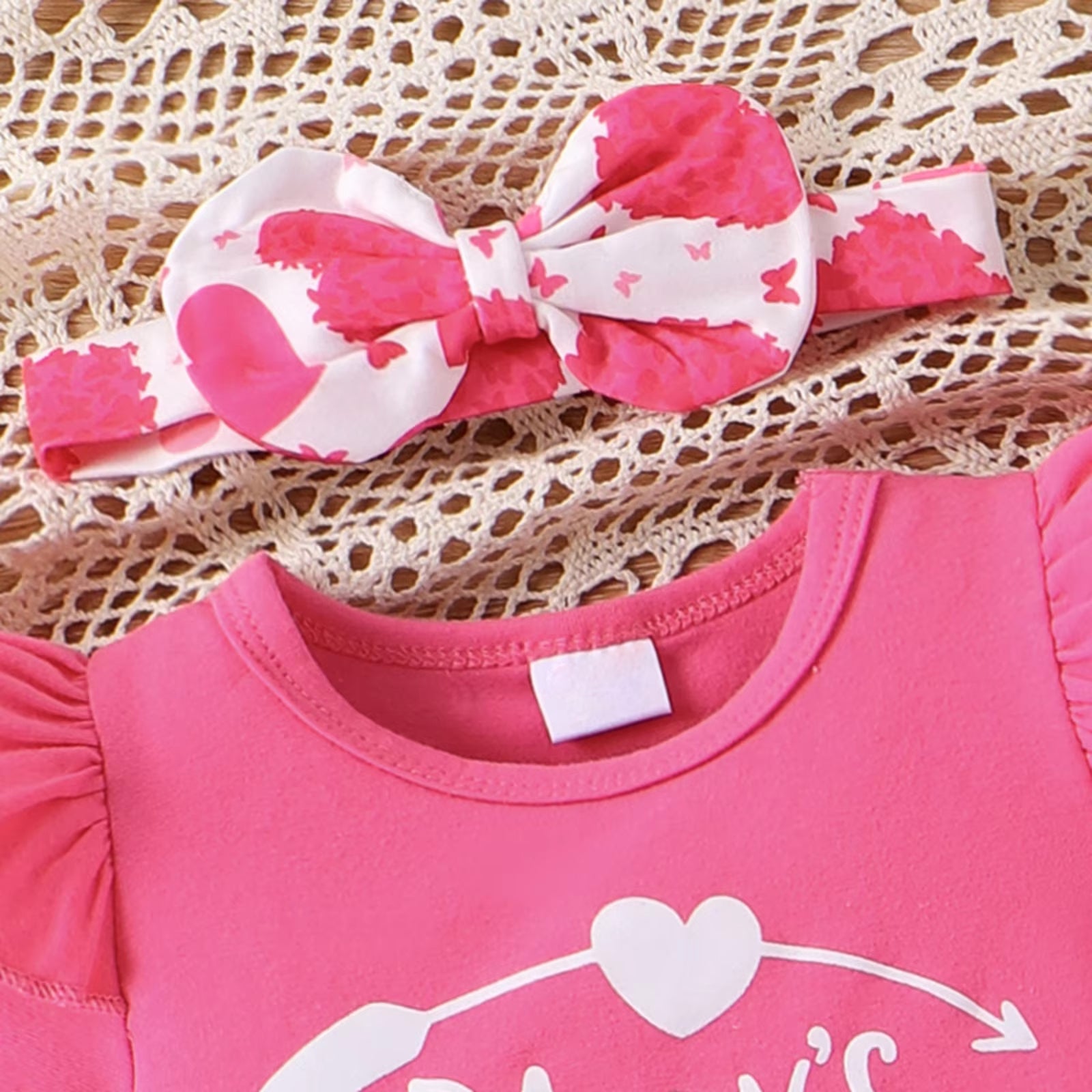 3PCS Daddy's Girl Heart Printed Short Sleeve Baby Set