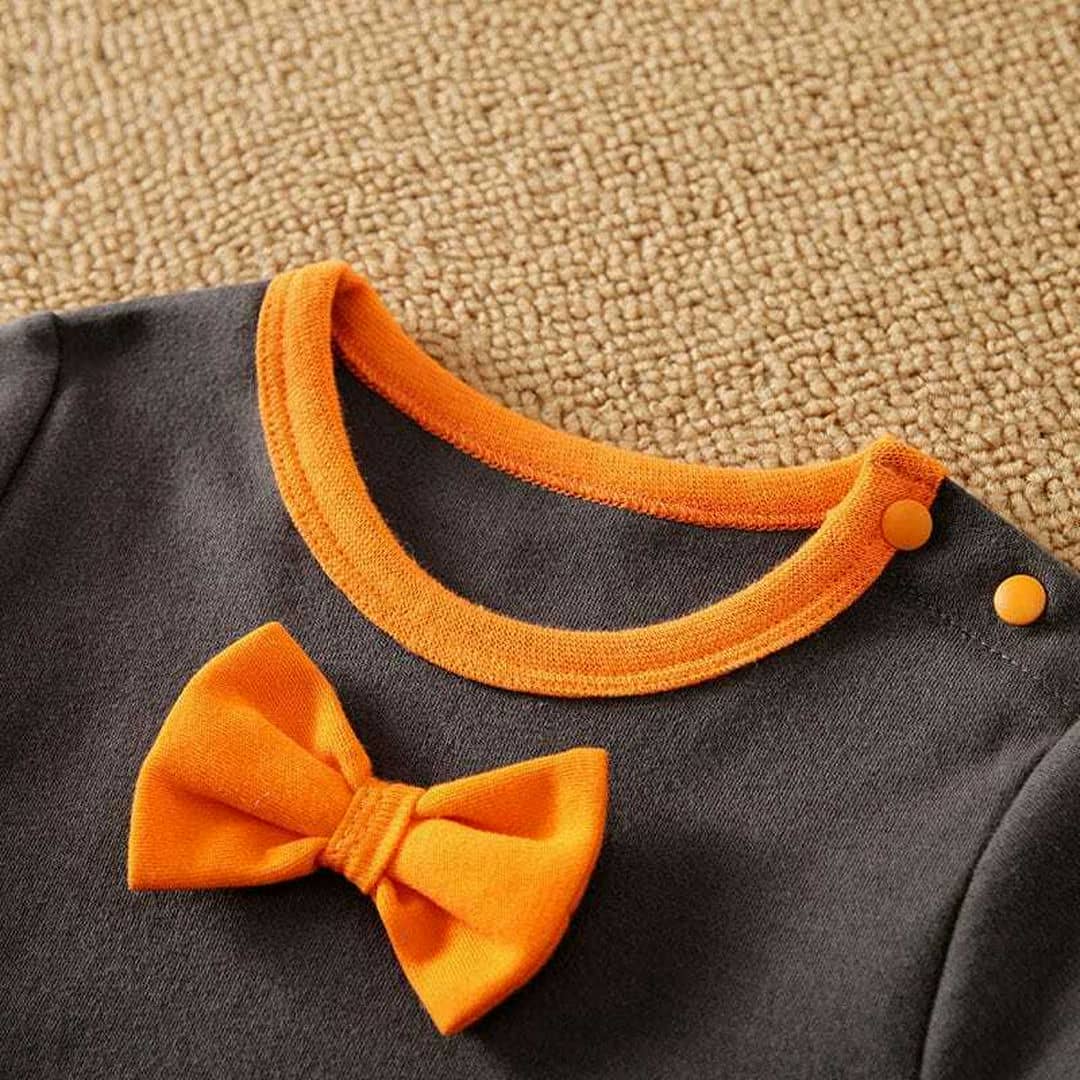 My 1st Halloween Letter Printed Long Sleeve Bow Baby Jumpsuit