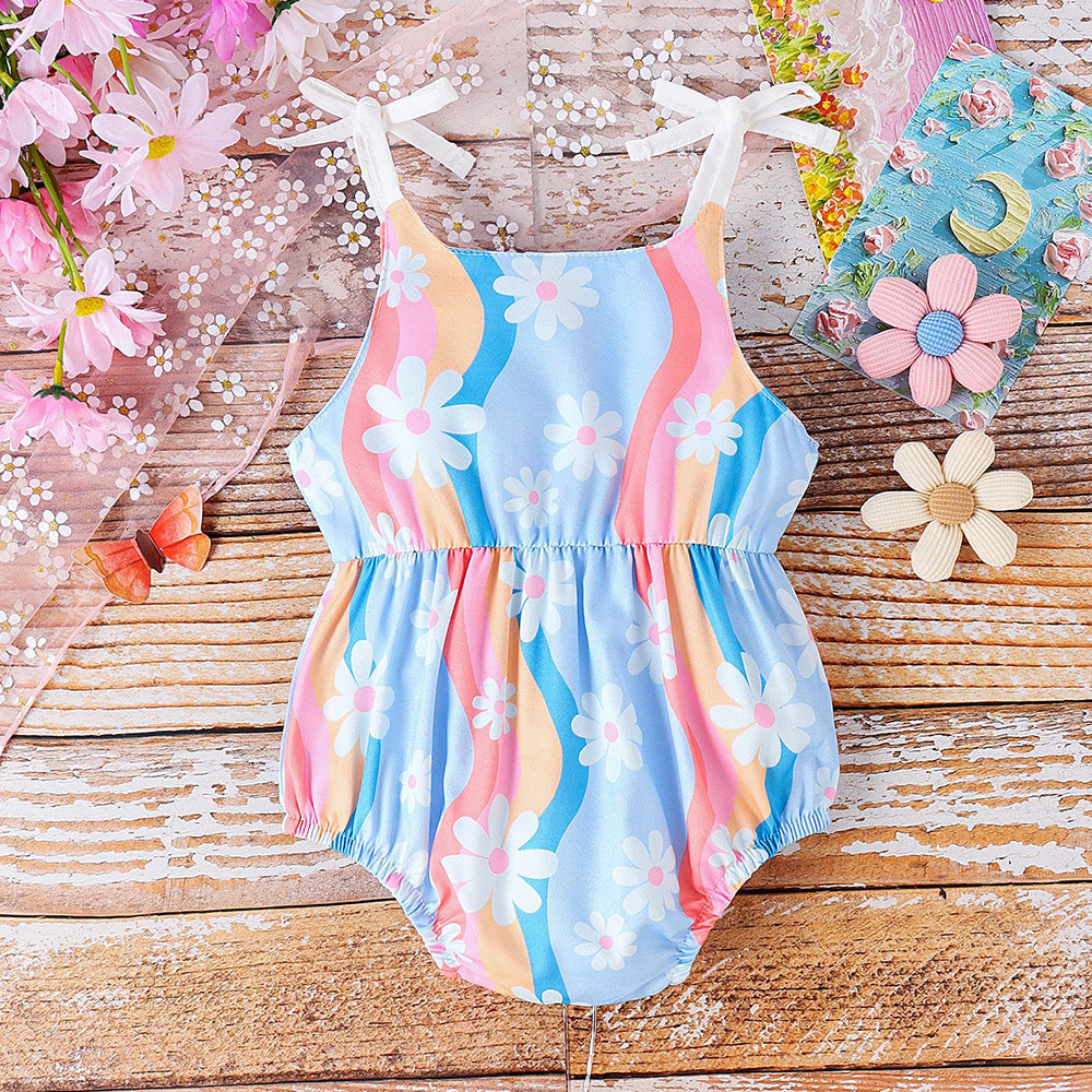 Summer Charming Floral Print Sleeveless Baby Romper