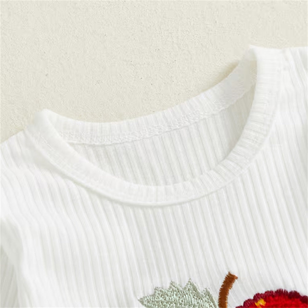 3PCS Apple and Bow Print Long Sleeve Baby Set