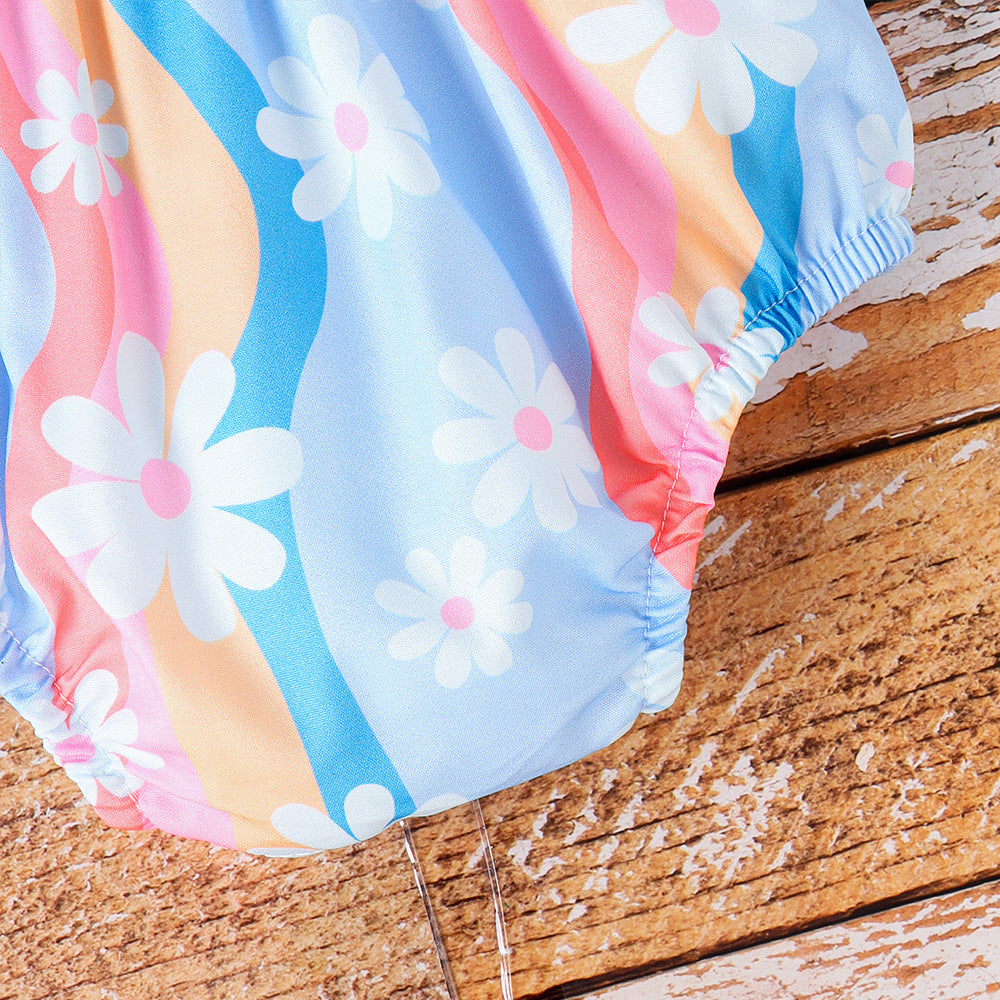 Summer Charming Floral Print Sleeveless Baby Romper