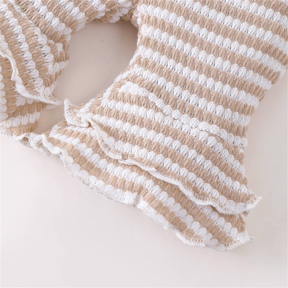 4PCS Floral Embroidery Striped Short Sleeve Baby Set