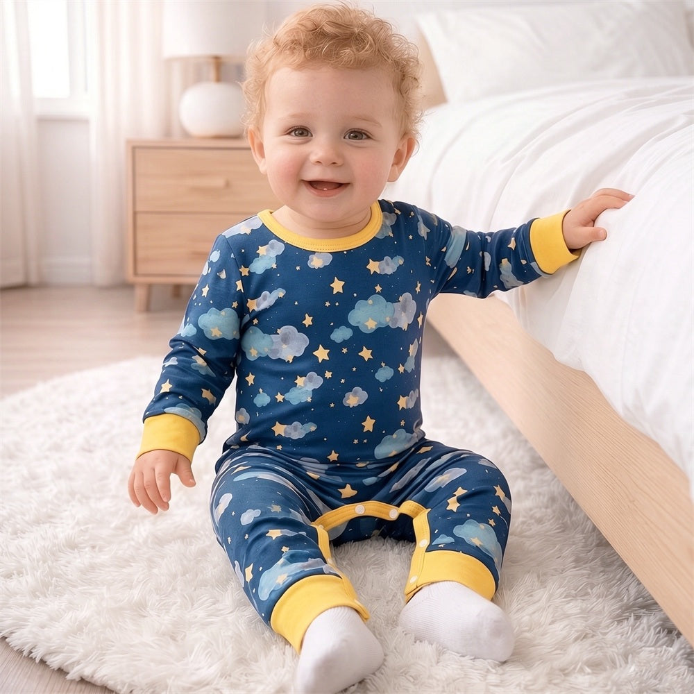 Lovely Cloud Printed Long Sleeve Baby Jumpsuit