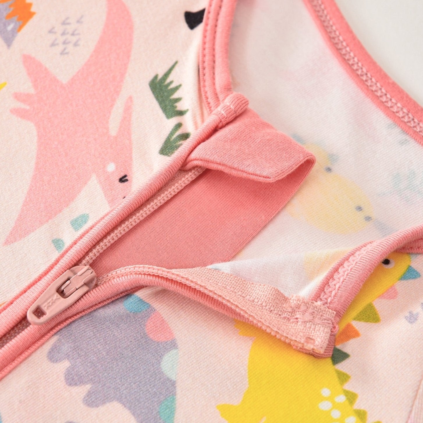 Cute Dinosaur Printed Zipper Bamboo Viscose Baby Jumpsuit