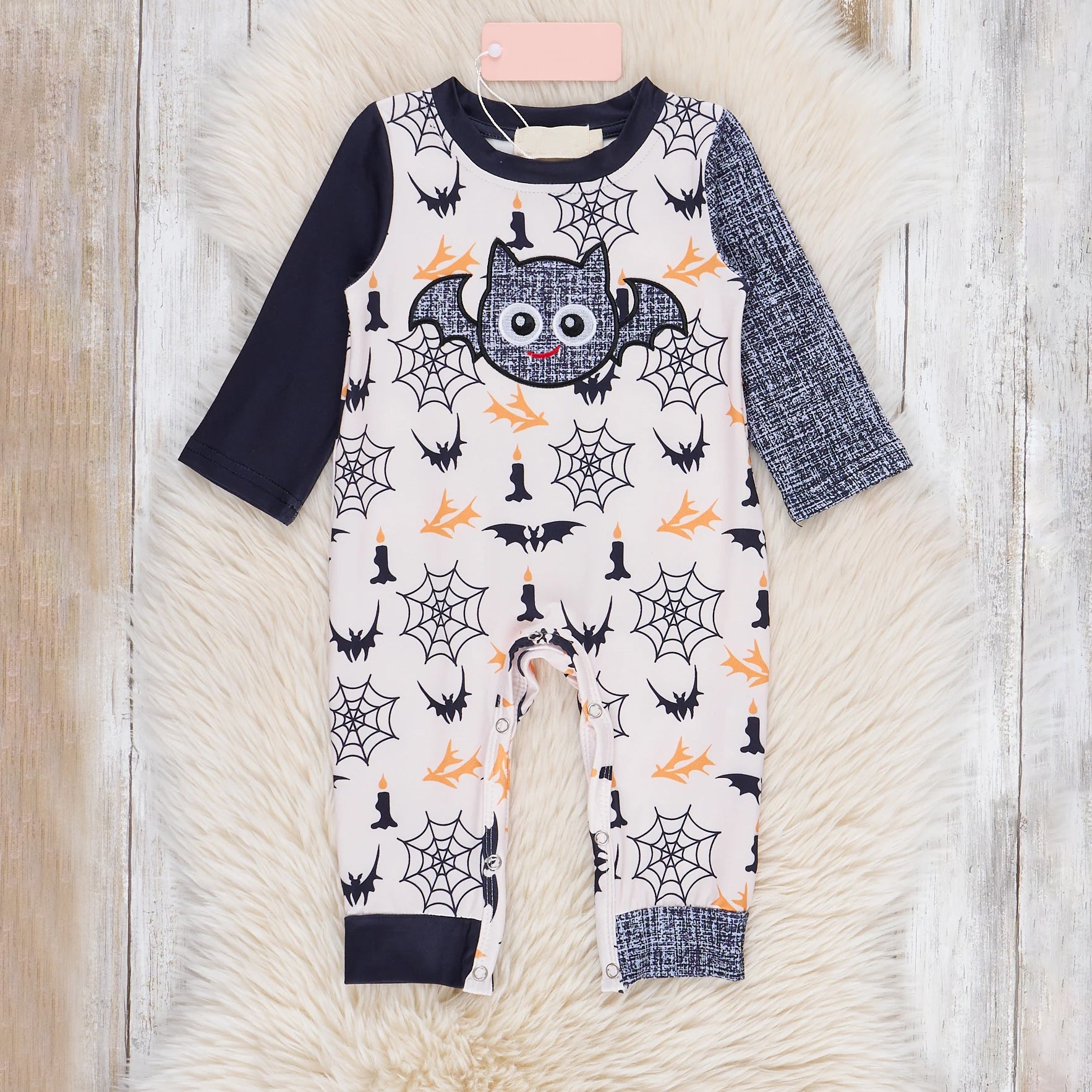 Halloween Bat Printed Zipper Baby Jumpsuit