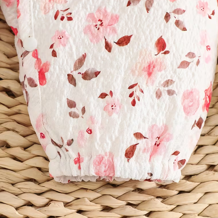Endearing Floral Printed Ruffle Long Sleeve Baby Jumpsuit