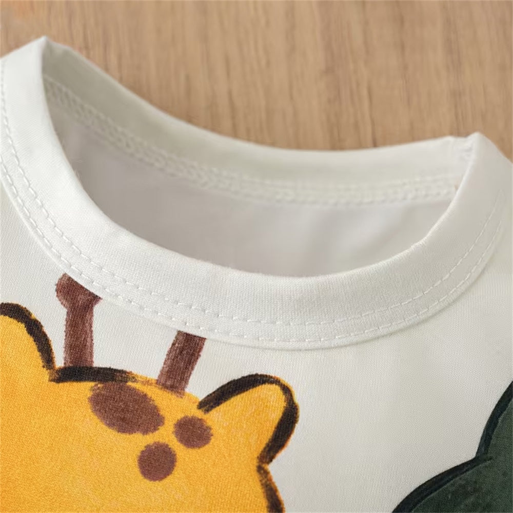 Cute Cartoon Animal Print Long Sleeve Baby Jumpsuit