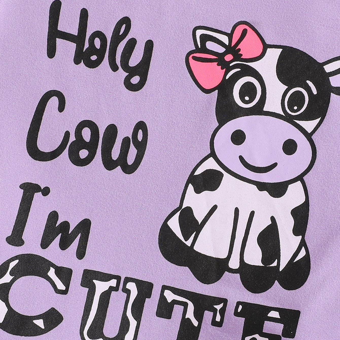 3PCS Holy Cow I'm Cute Letter Cow Print Short Sleeve Baby Set