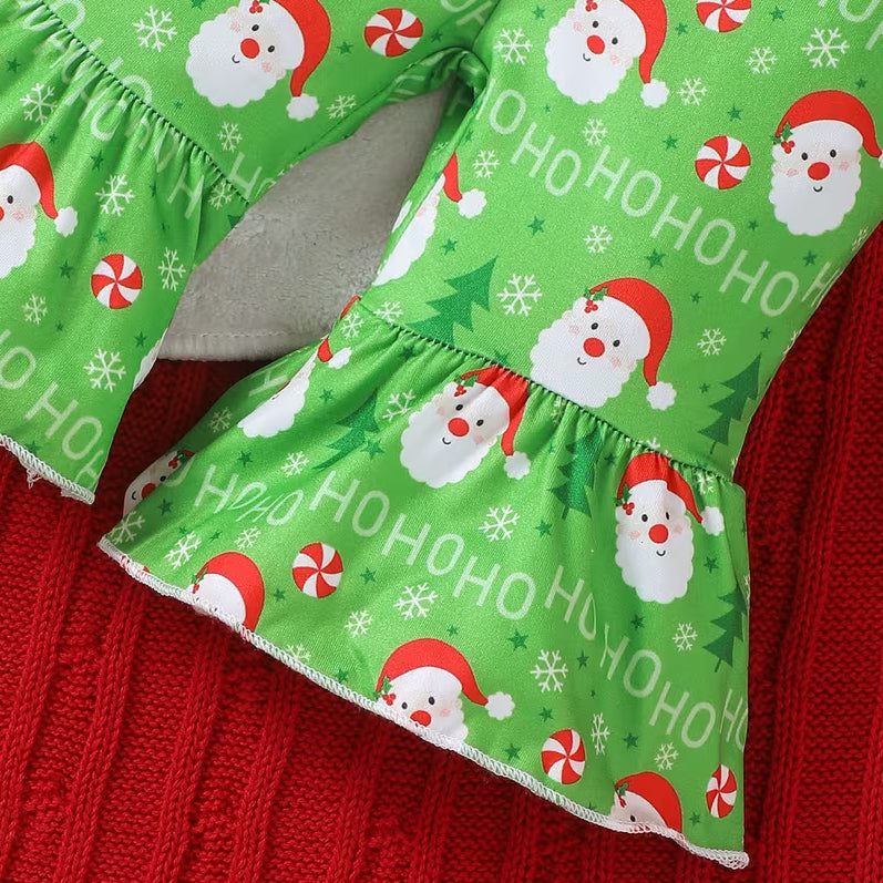 3PCS Quirky The Baby Who Stole Christmas Letter Santa Claus Print Baby Set