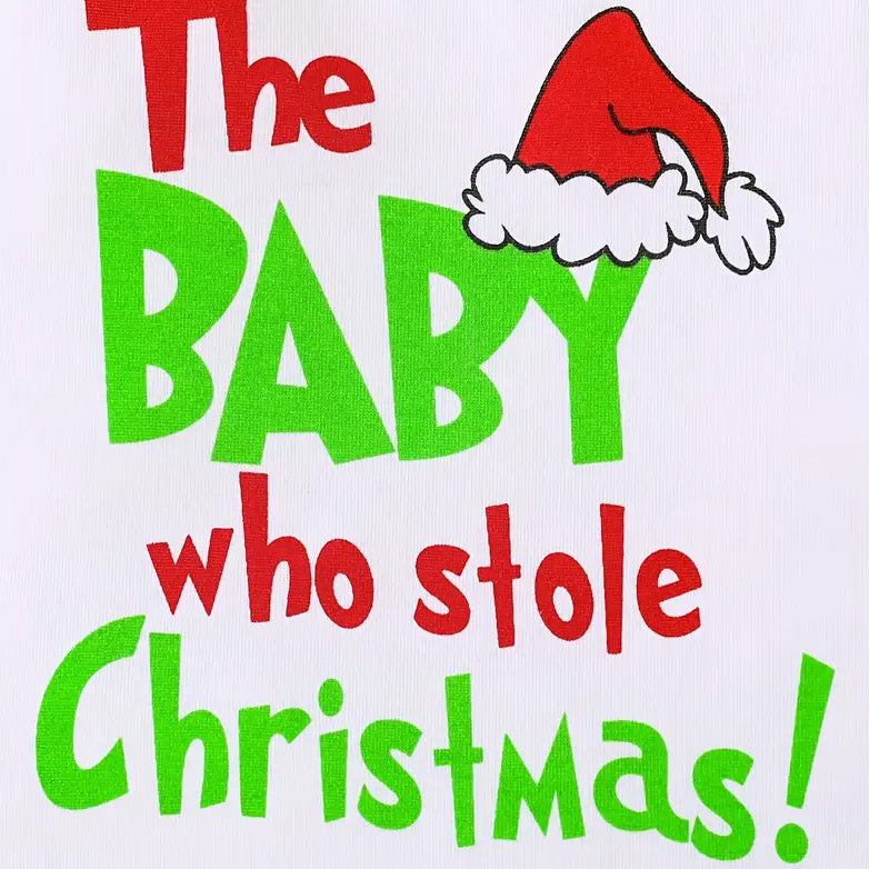 3PCS THE BABY WHO STOLE CHRISTMAS Letter Printed Long Sleeve Baby Set