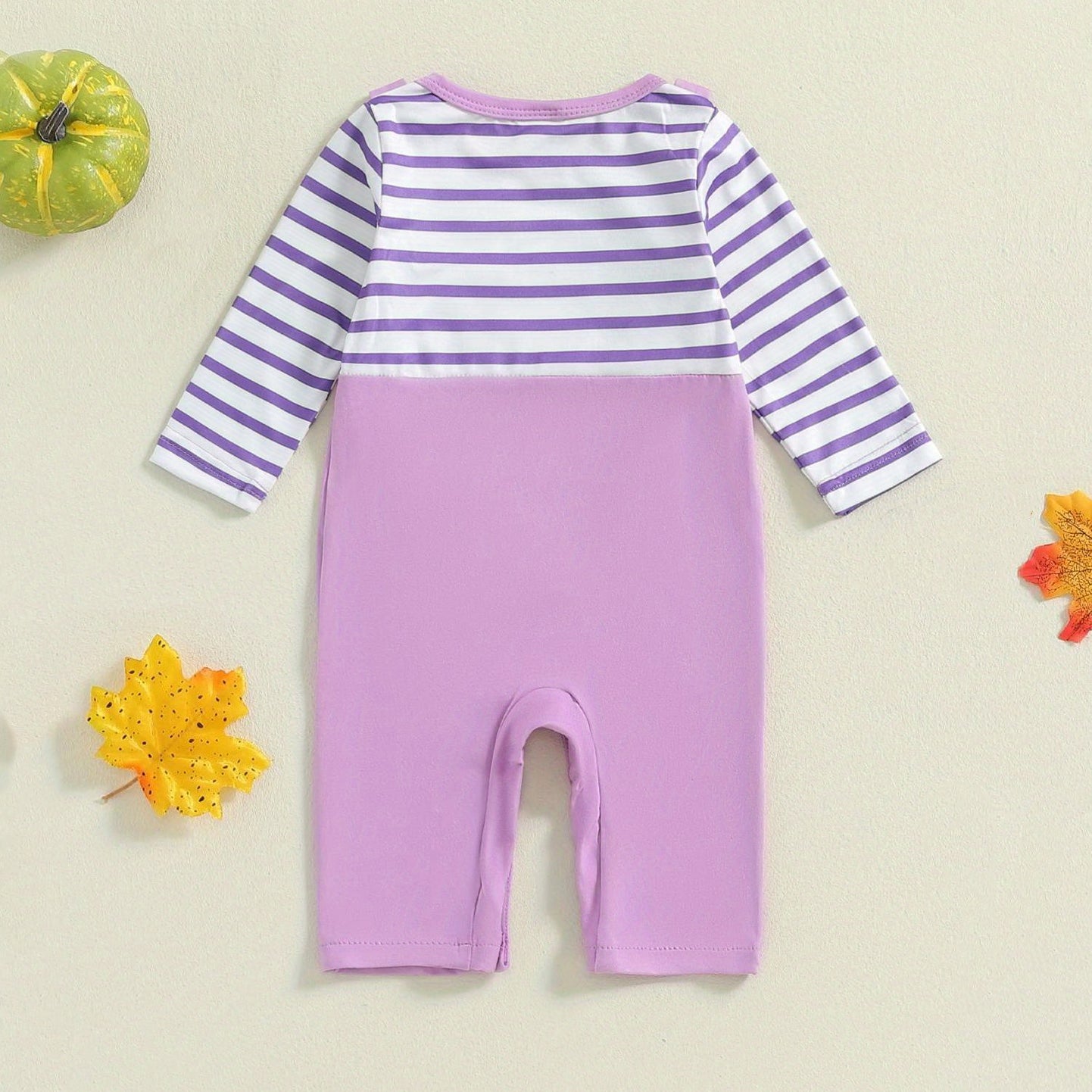 Casual Halloween Stripe Ghost Printed Long Sleeve Baby Jumpsuit