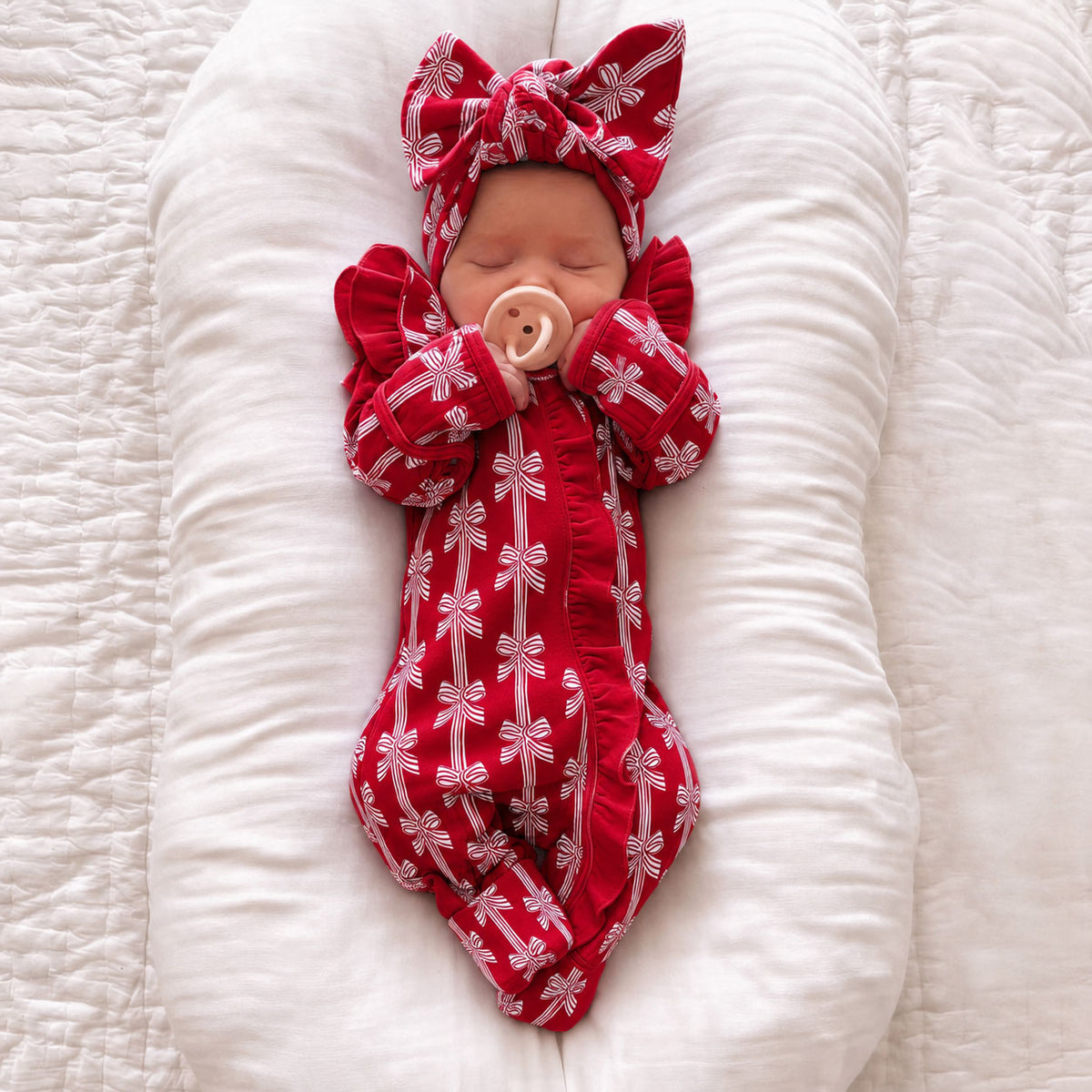 2PCS Lovely Bow Stripe Print Long Sleeve Zipper Baby Jumpsuit