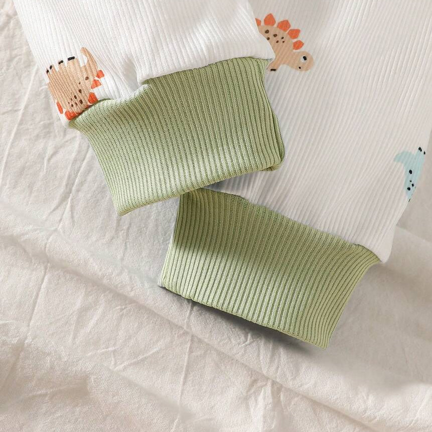 3PCS Casual Dinosaur Print Short Sleeve Baby Set