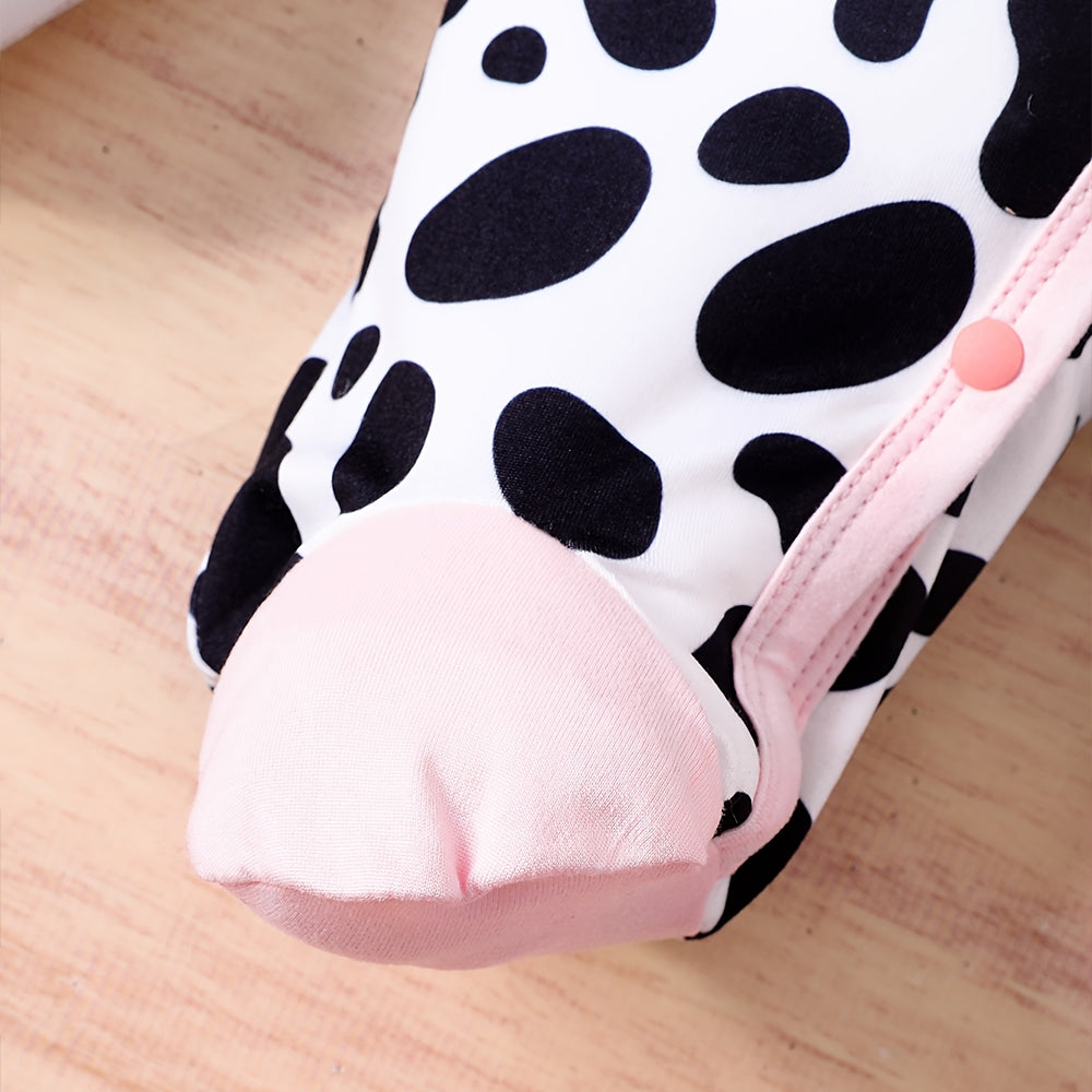 2PCS Cute Cow Print Long Sleeve Baby Girl Jumpsuit