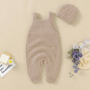 2PCS Angelic Solid Color Knit Sleeveless Baby Jumpsuit