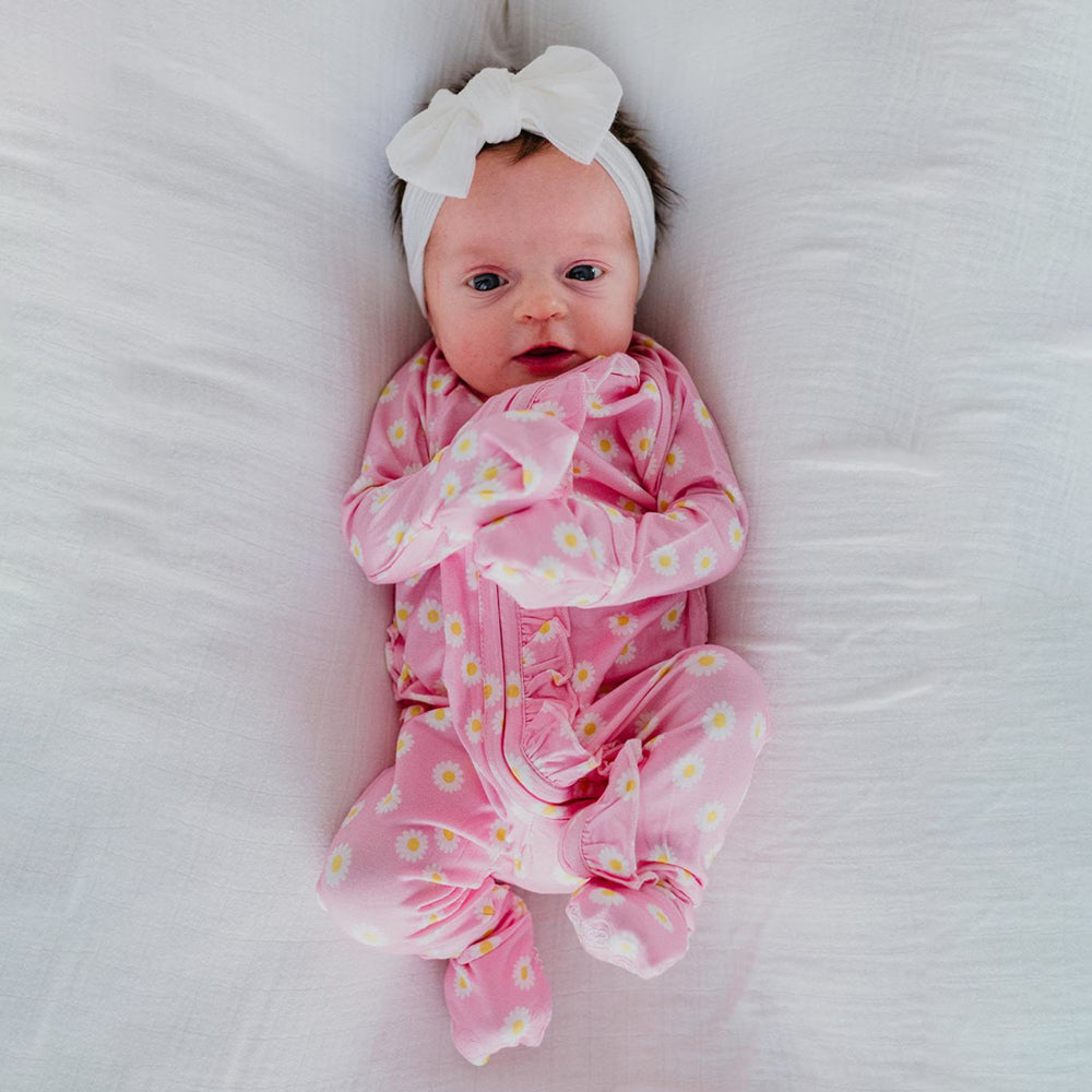 Cute Floral Printed Ruffle Long Sleeve Baby Jumpsuit