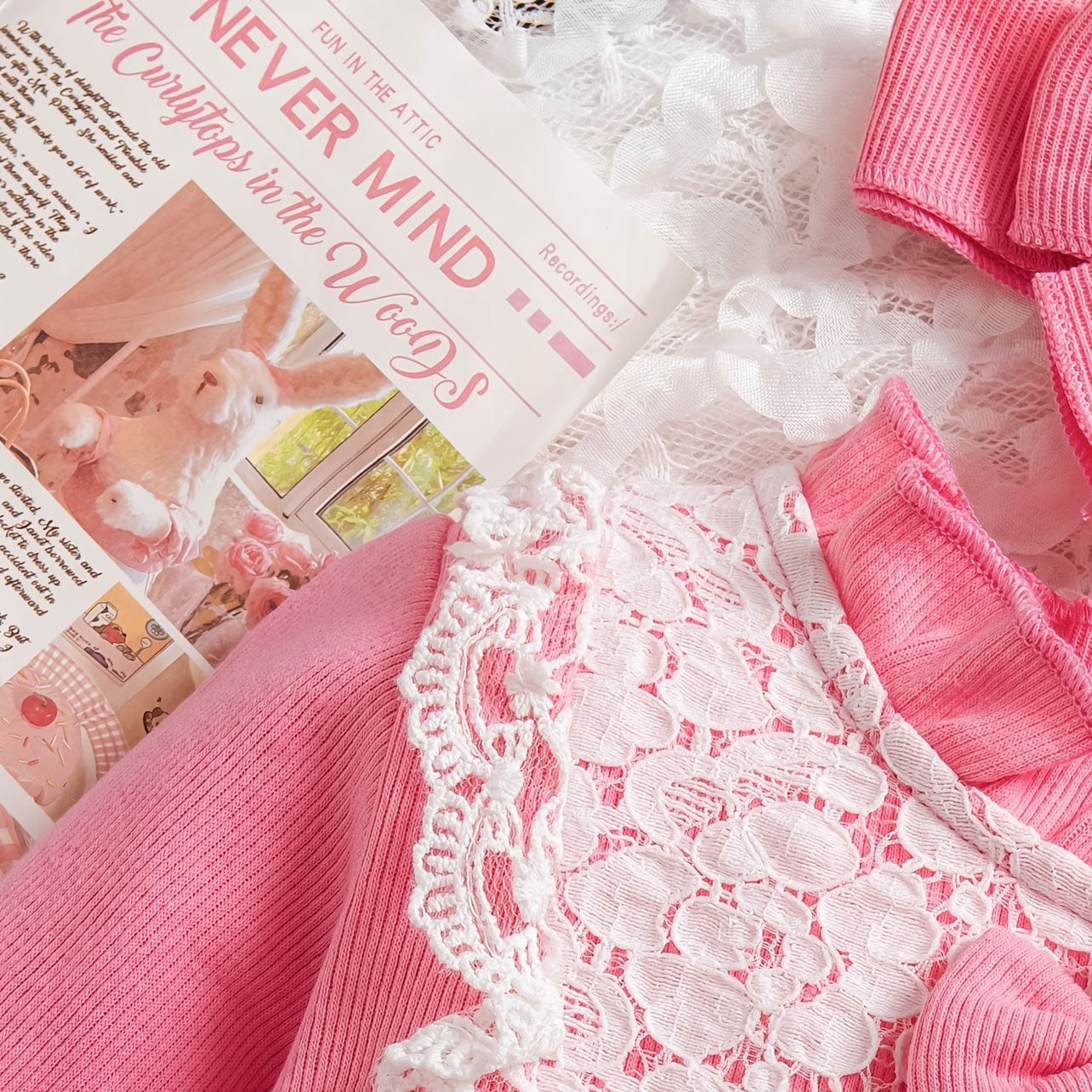 2PCS Refined Solid Color Long Sleeve Lace Baby Girl Jumpsuit