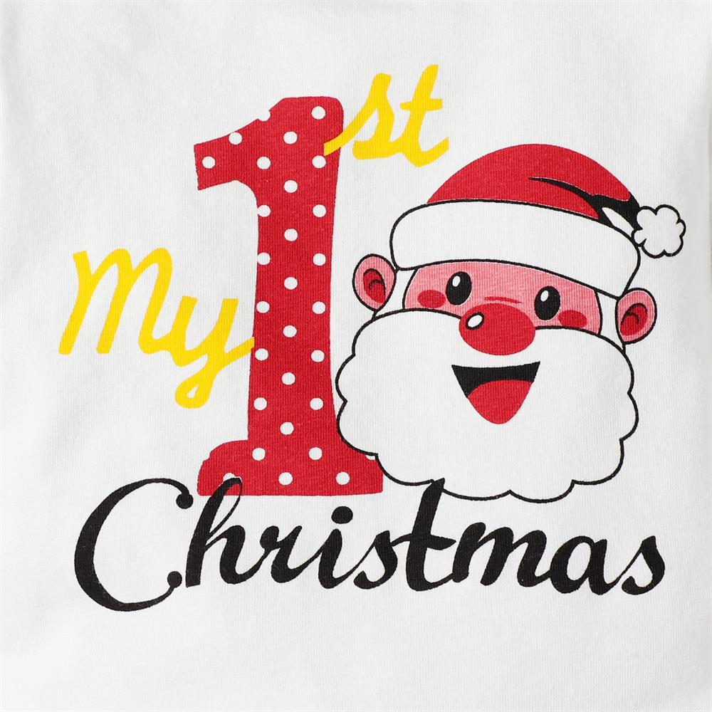3PCS My 1st Christmas Letter Polka Dot Printed Baby Set
