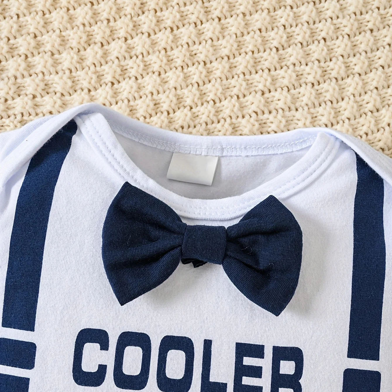 3PCS Cooler Version of Dad Letter Stripe Printed Baby Set
