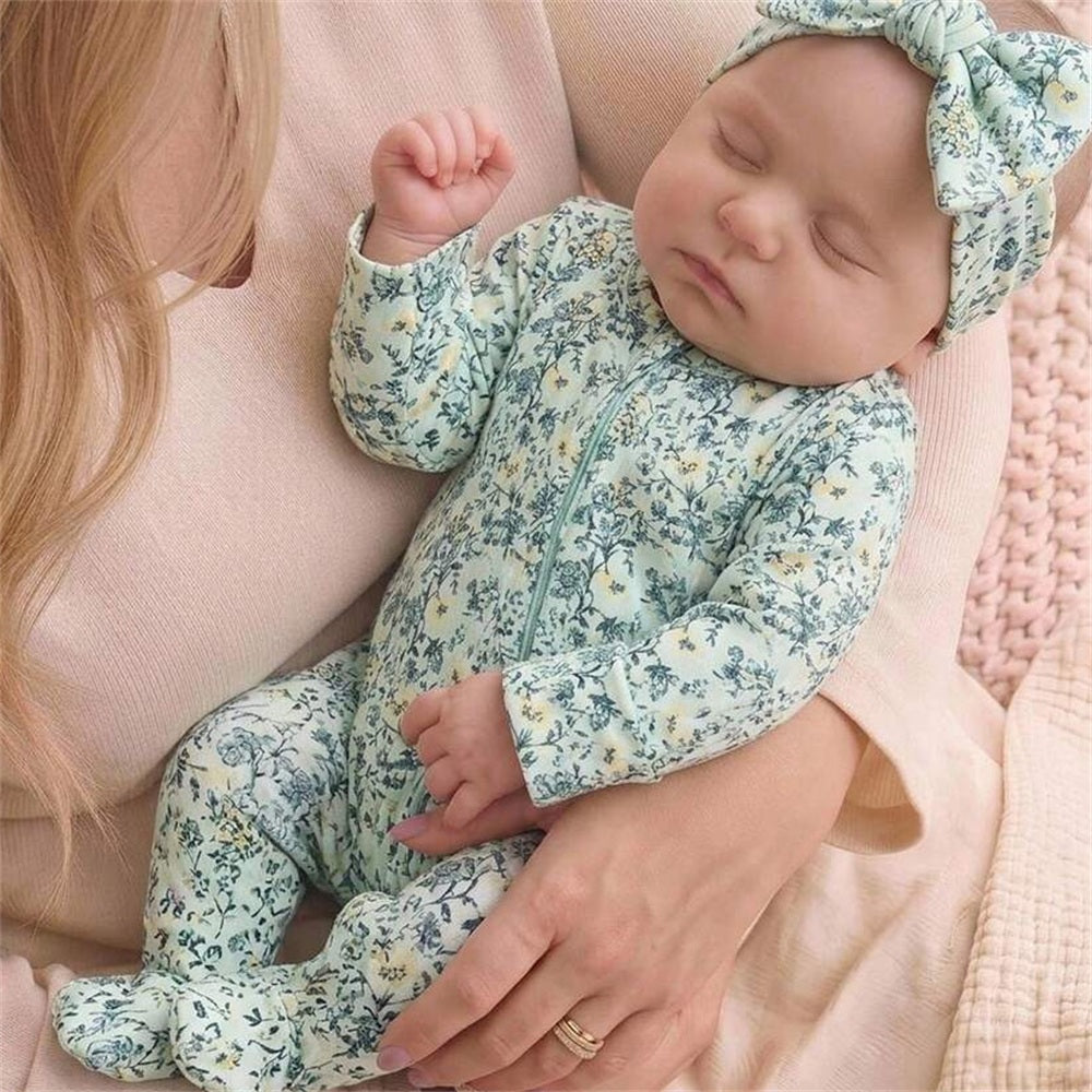 2PCS Neat Floral Printed Long Sleeve Baby Girl Jumpsuit