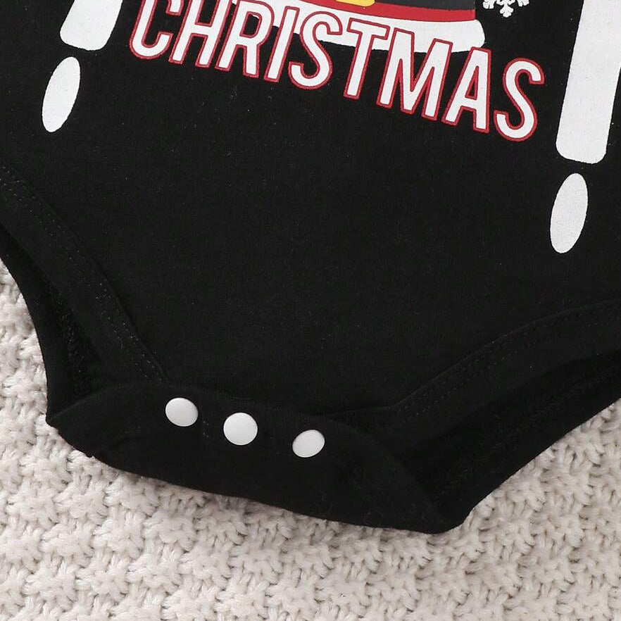 3PCS Dapper My 1st Christmas Letter Santa Plaid Print Baby Boy Set