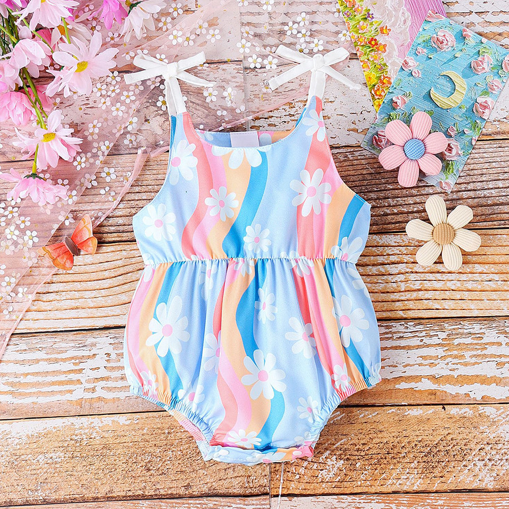 Summer Charming Floral Print Sleeveless Baby Romper