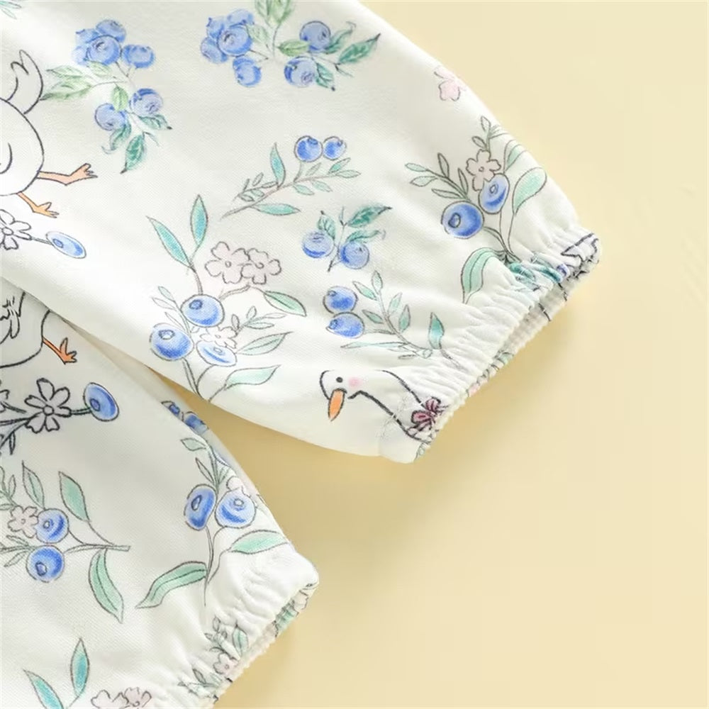 4PCS The Princess Has Arrived Letter Floral Print Long Sleeve Baby Set