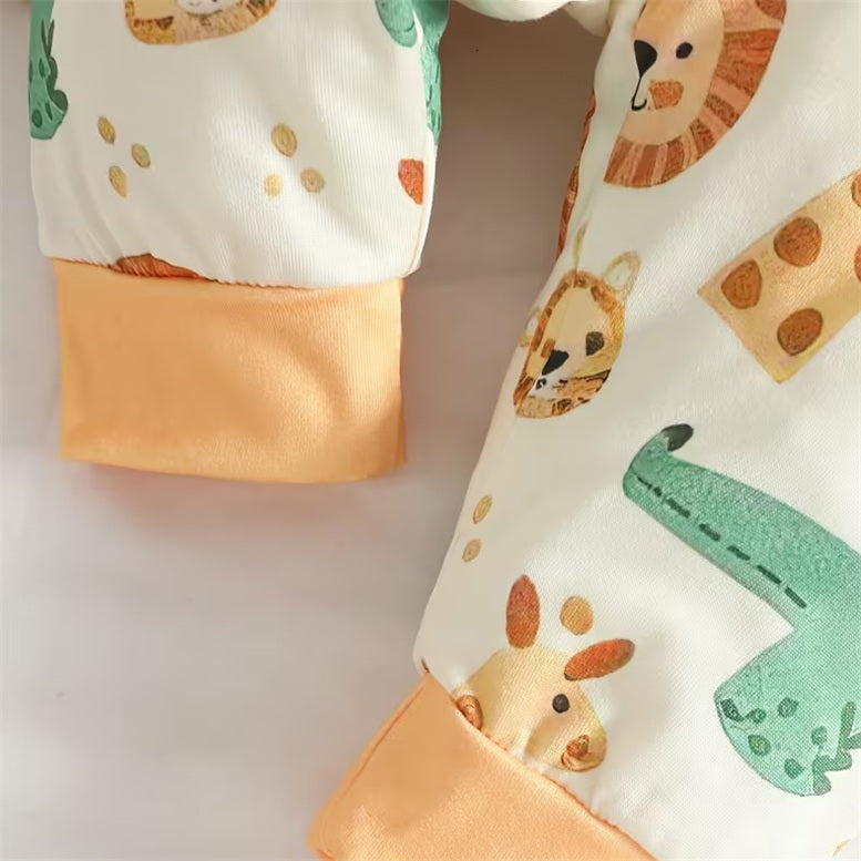 3PCS Lovely Lion Giraffe Print Long Sleeve Baby Set