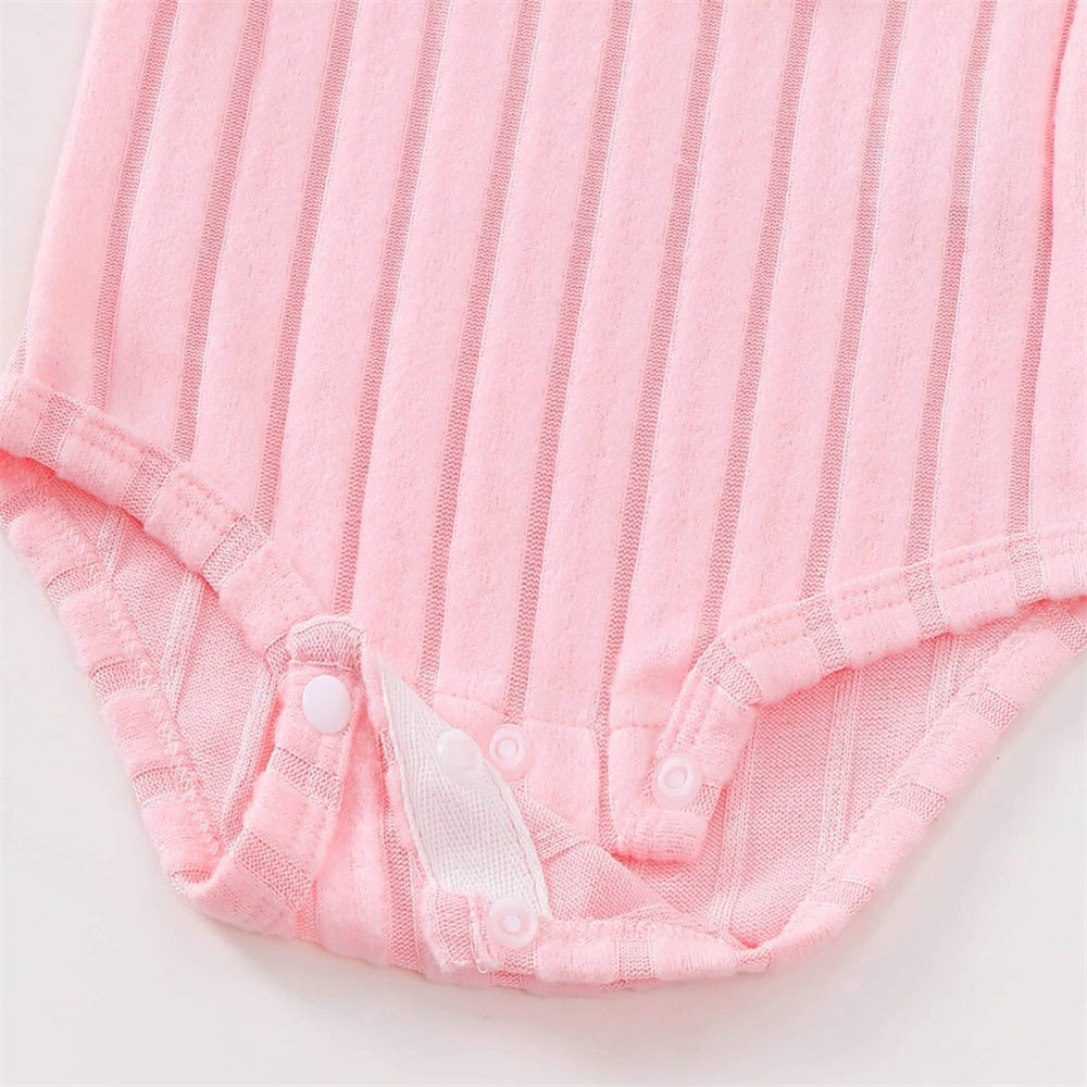 4PCS Floral Embroidery Rib Short Sleeve Baby Set