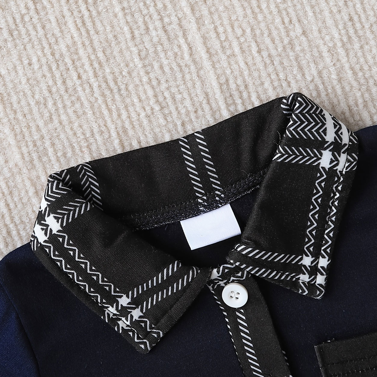 3PCS Stylish Color Block Plaid Printed Long Sleeve Baby Boy Set
