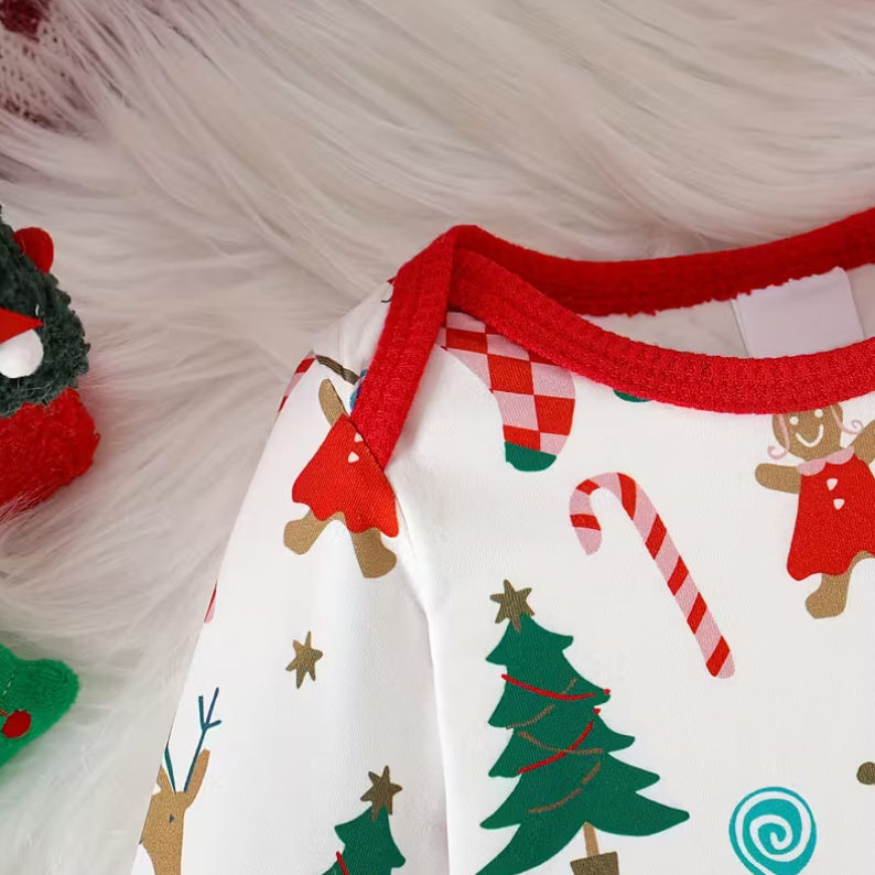 3PCS Various Christmas Elements Printed Baby Set
