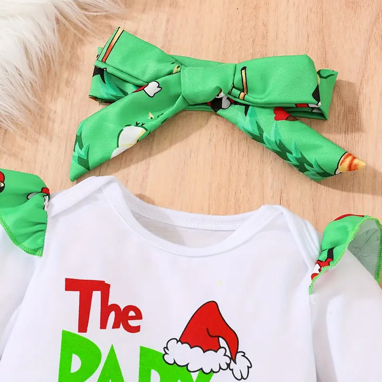 3PCS THE BABY WHO STOLE CHRISTMAS Letter Printed Long Sleeve Baby Set