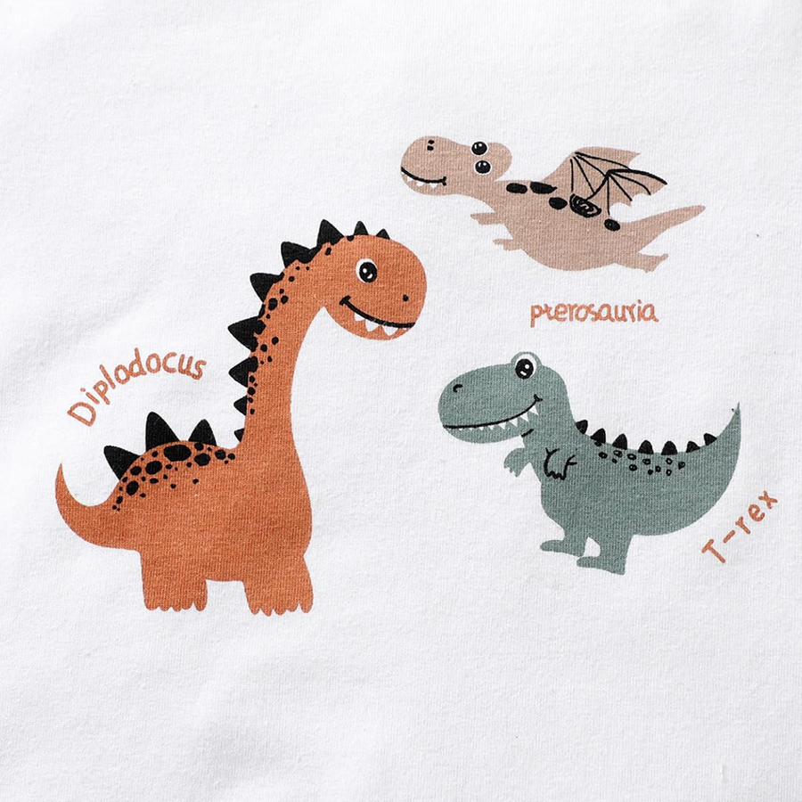 2PCS Cartoon Dinosaurs Printed Short Sleeve Baby Boy Set