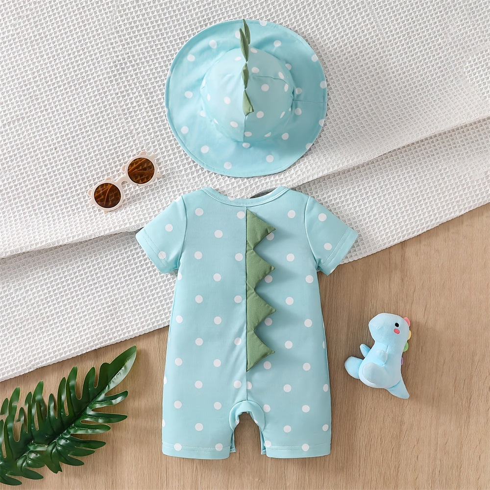 2PCS Cool Polka Dot Printed Short Sleeve Baby Jumpsuit