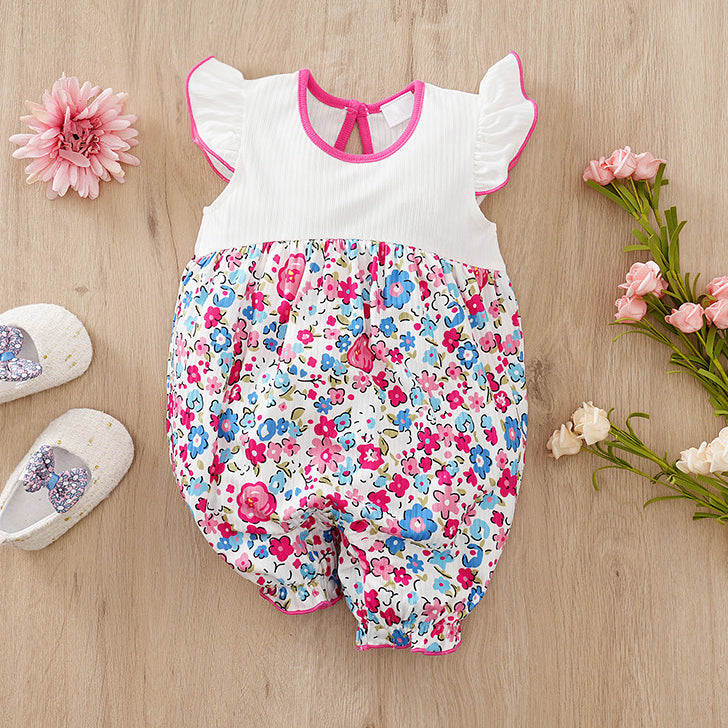 Pretty Allover Floral Printed Sleeveless Baby Jumpsuit