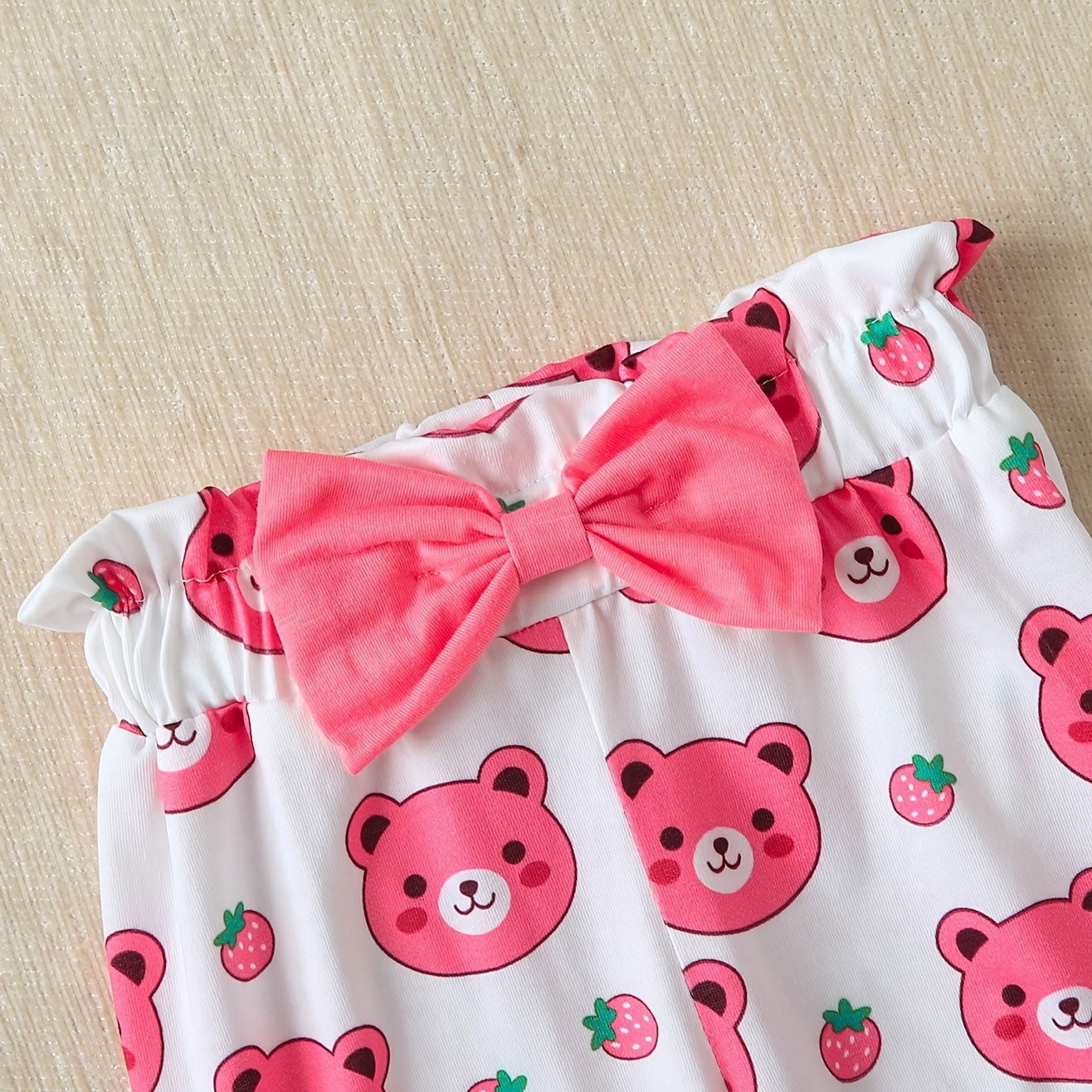 3PCS Lovely Bear Strawberry Print Long Sleeve Baby Set