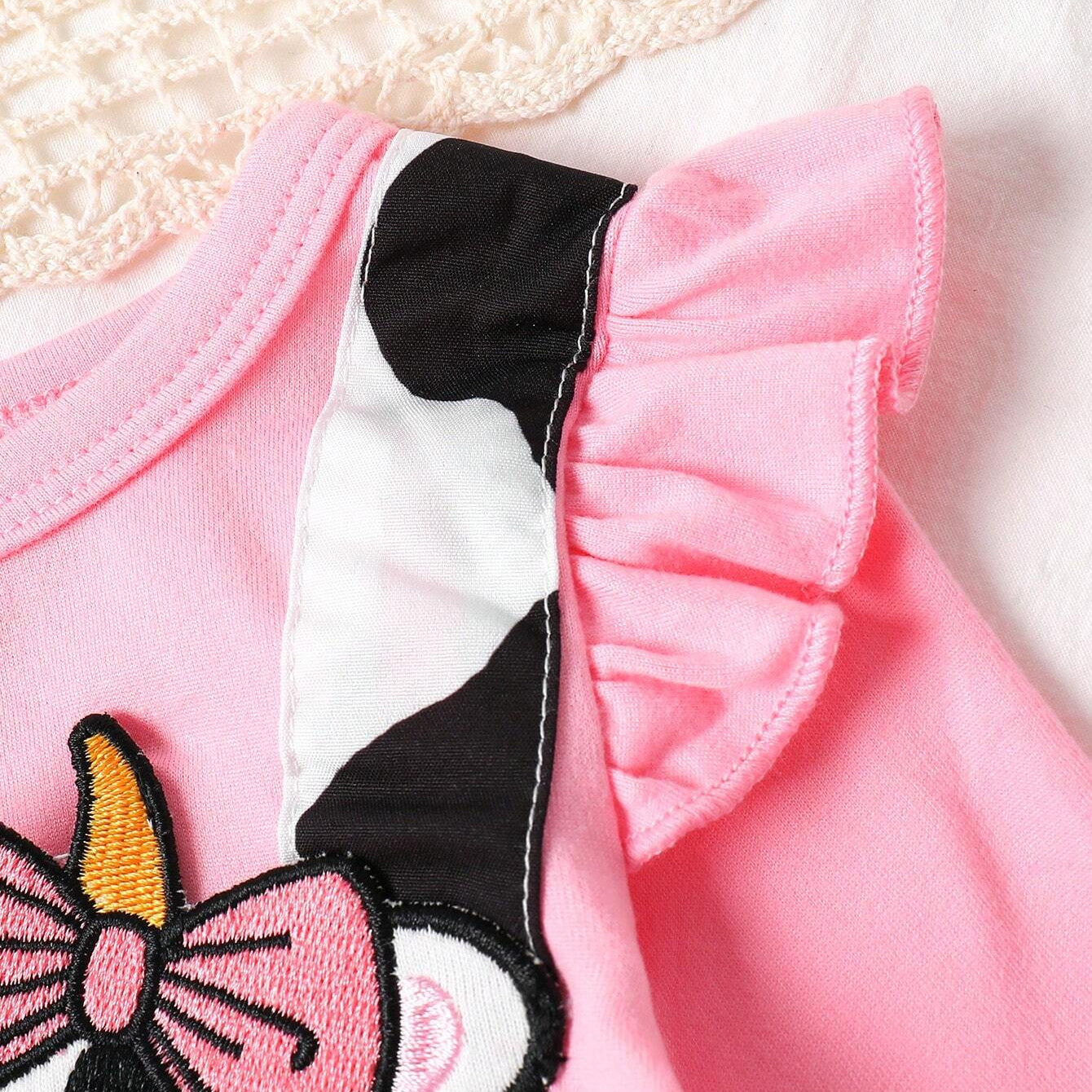 2PCS Lovely Cow Printed Long Sleeve Baby Romper