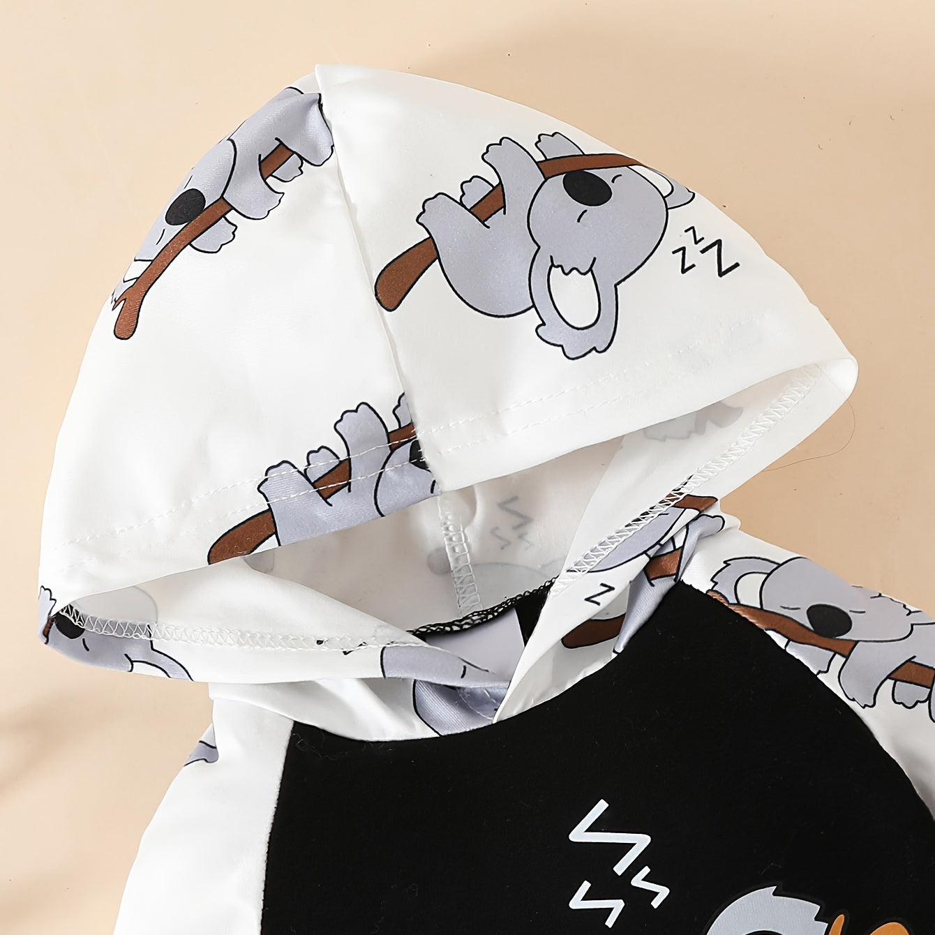 2PCS Sleeping Koala Printed Long Sleeve Hooded Baby Set