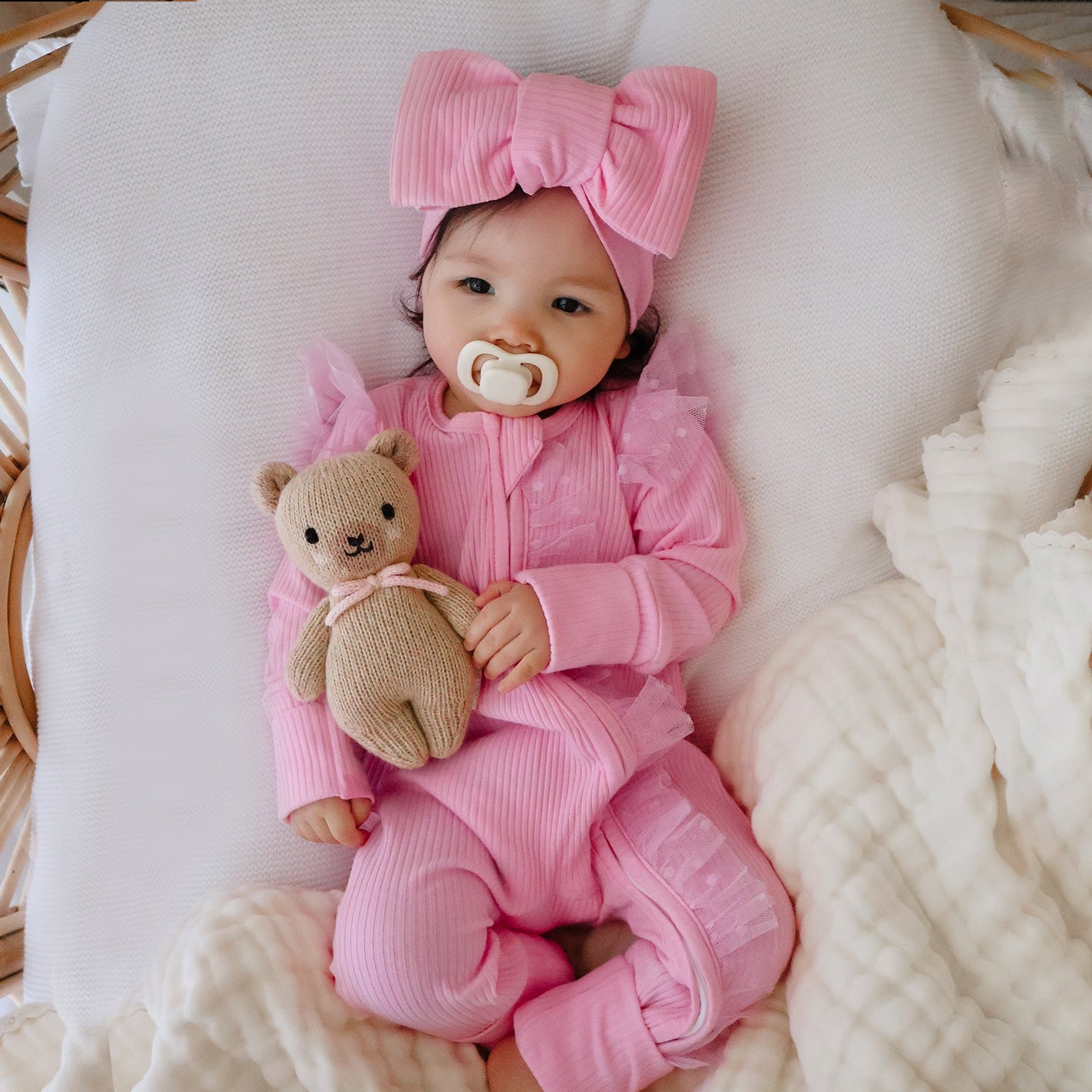 2PCS Pure Solid Color Rib Zipper Mesh Baby Jumpsuit