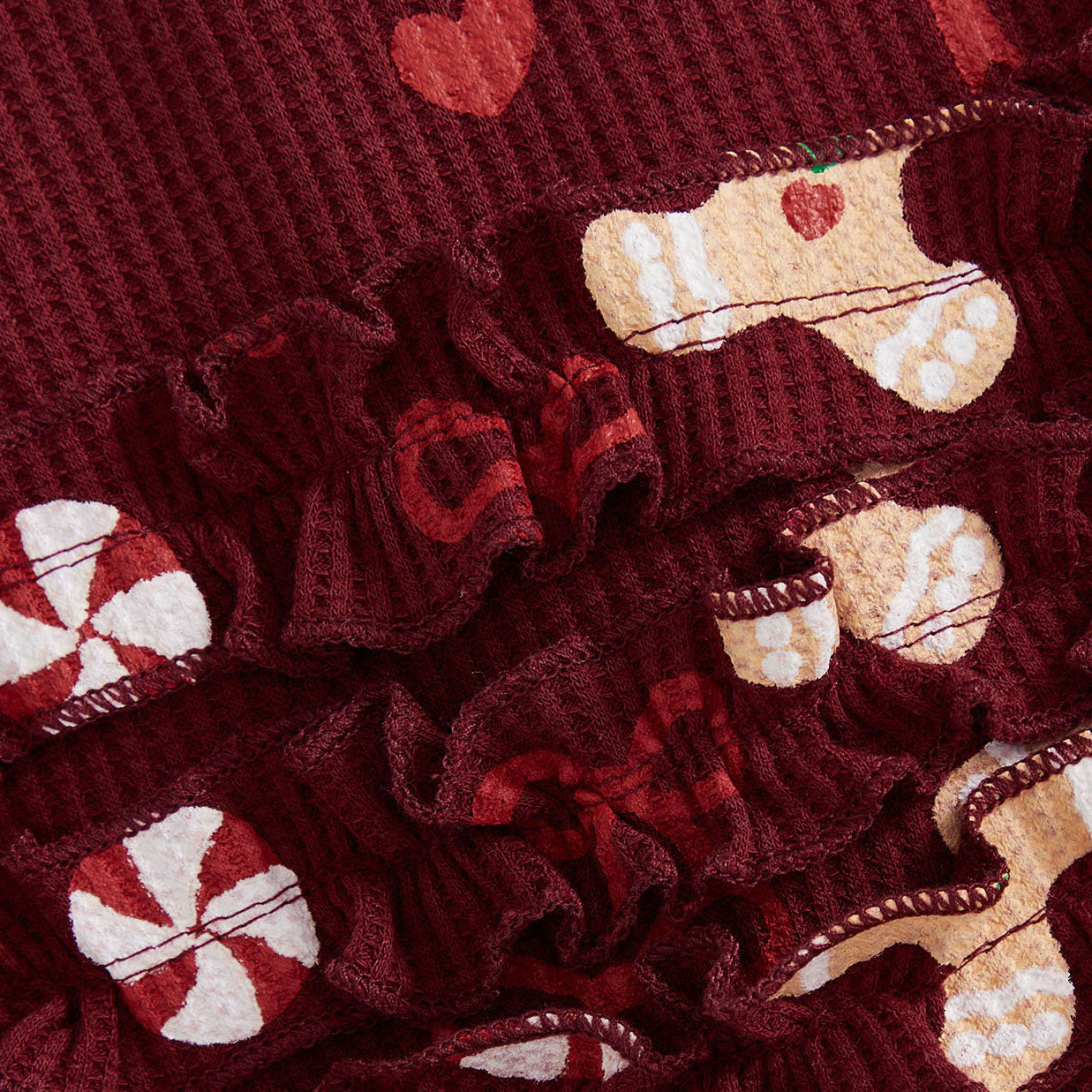 2PCS Cute Christmas Gingerbread Printed Long Sleeve Baby Jumpsuit